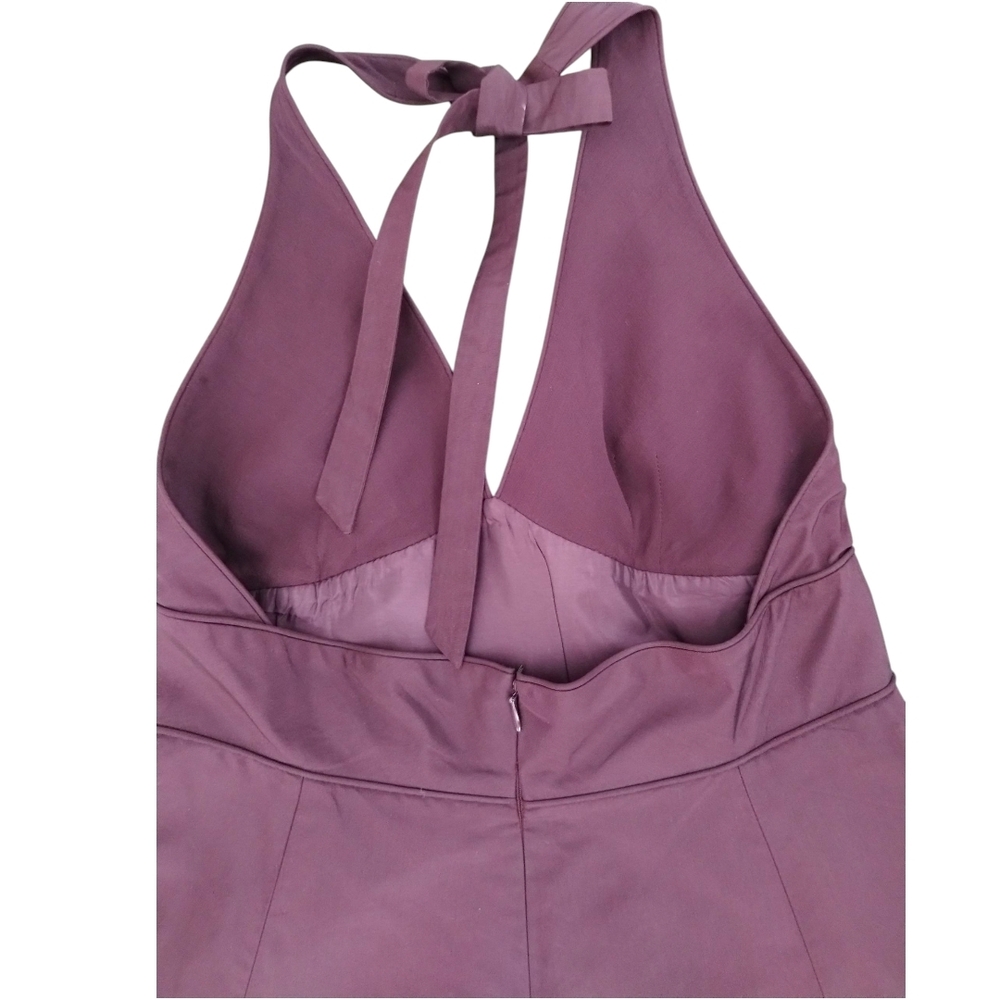 J.Crew 2006 100% Silk Halter Fit & Flare Midi Dress Purple Y2K 10 - Picture 6 of 9